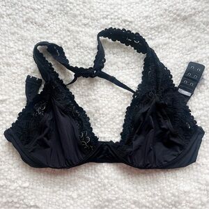 Aerie unlined triangle Lace Underwire Bra size 36d black